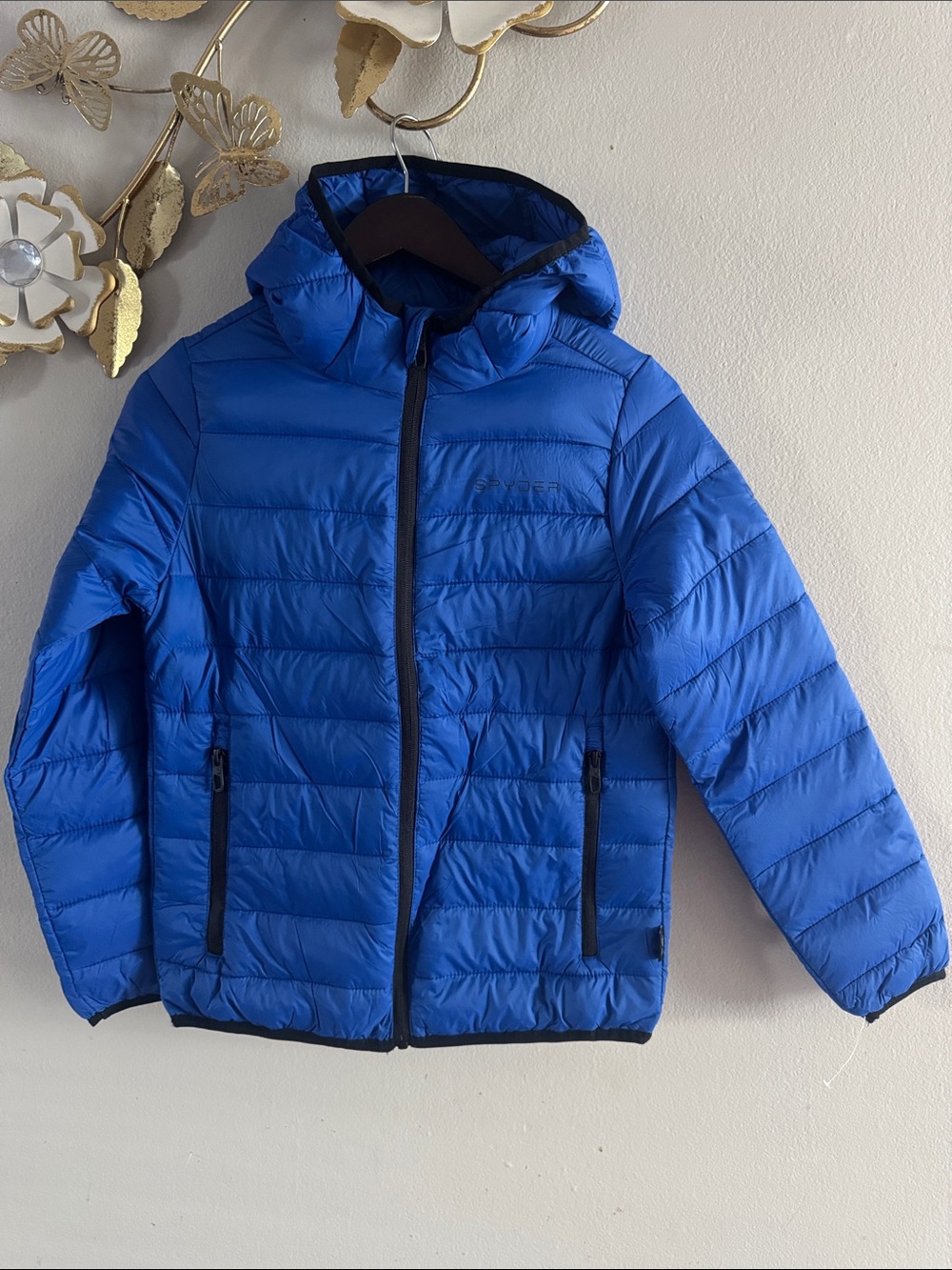 Spyder Boys Hooded Puffer Jacket in Royal Blue